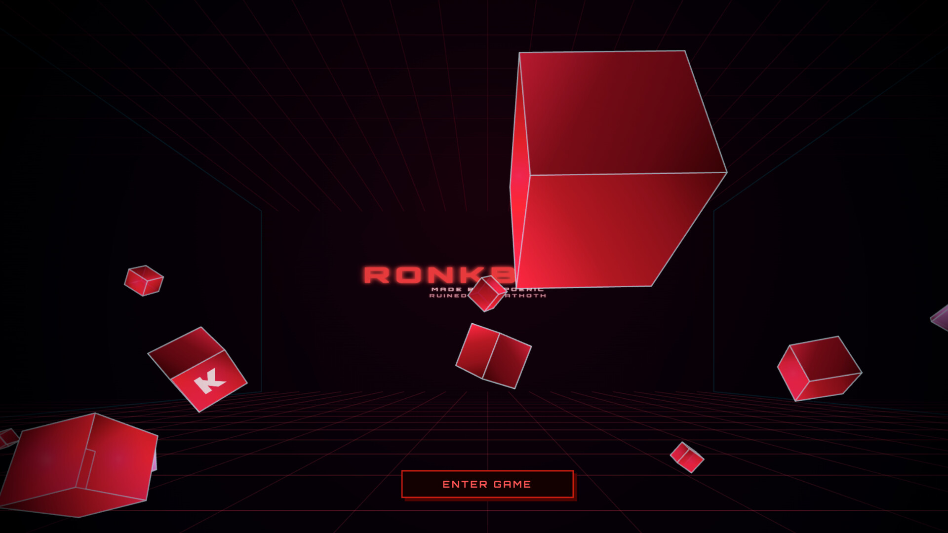 RonkBonk title — neon cubes